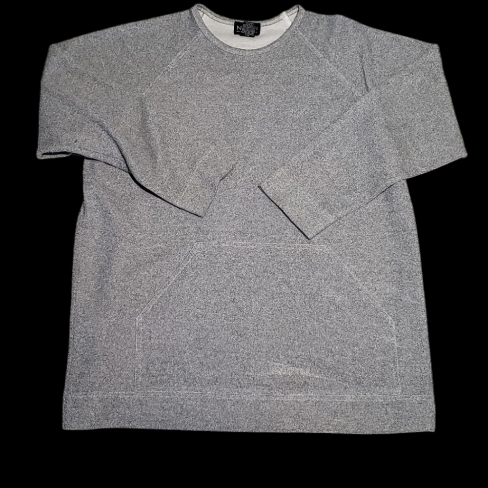 NY&Co Grey Nubby Textured Pullover Front Pocket Medium Polyester Cotton